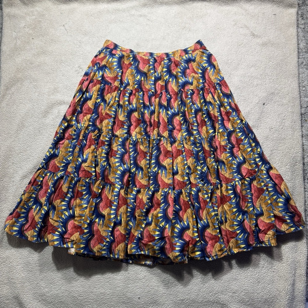 Malco Modes Skirt Womens Medium Pleated Colorful Floral Stretch Vintage San Fran